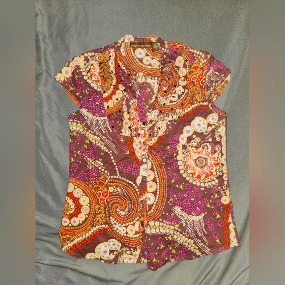 Mirage Mirage Mirage Tops - Pruple Medium Boho Button Up MirageMirageMirage Business Casual